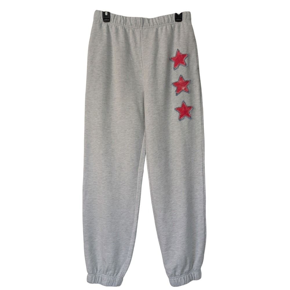 Vintage Havana French Terry Jogger Stars‎ Womens Size Small Gray Red NWT $88